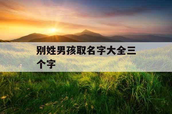 别姓男孩取名字大全三个字