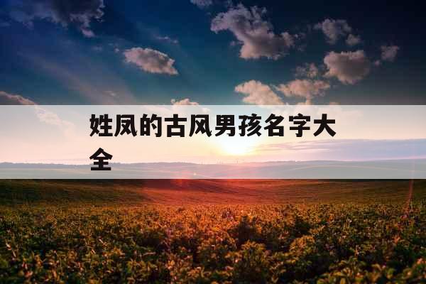 姓凤的古风男孩名字大全