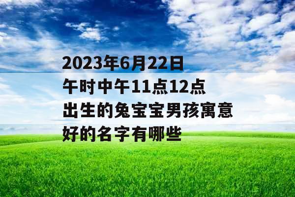 2023年6月22日午时中午11点12点出生的兔宝宝男孩寓意好的名字有哪些