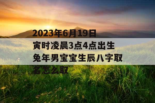 2023年6月19日寅时凌晨3点4点出生兔年男宝宝生辰八字取名怎么取