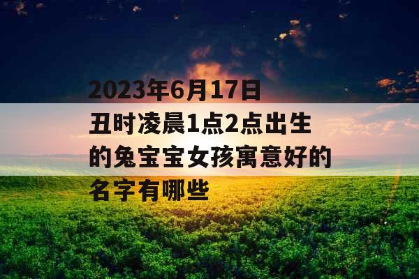 2023年6月17日丑时凌晨1点2点出生的兔宝宝女孩寓意好的名字有哪些
