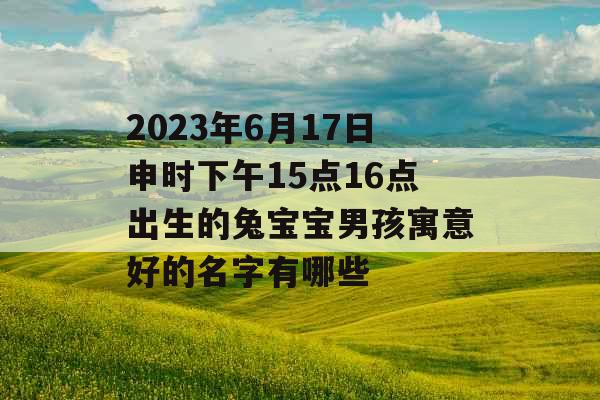 2023年6月17日申时下午15点16点出生的兔宝宝男孩寓意好的名字有哪些