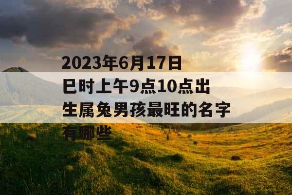 2023年6月17日巳时上午9点10点出生属兔男孩最旺的名字有哪些