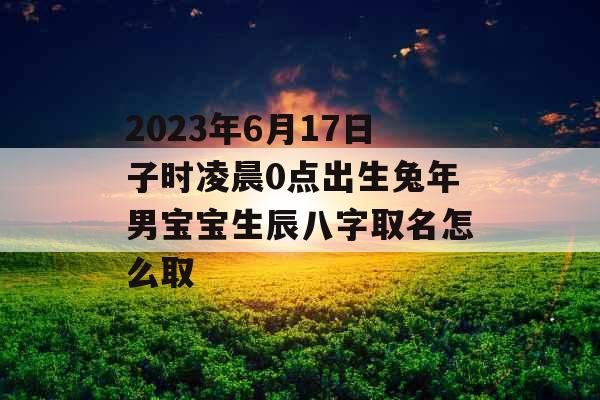 2023年6月17日子时凌晨0点出生兔年男宝宝生辰八字取名怎么取